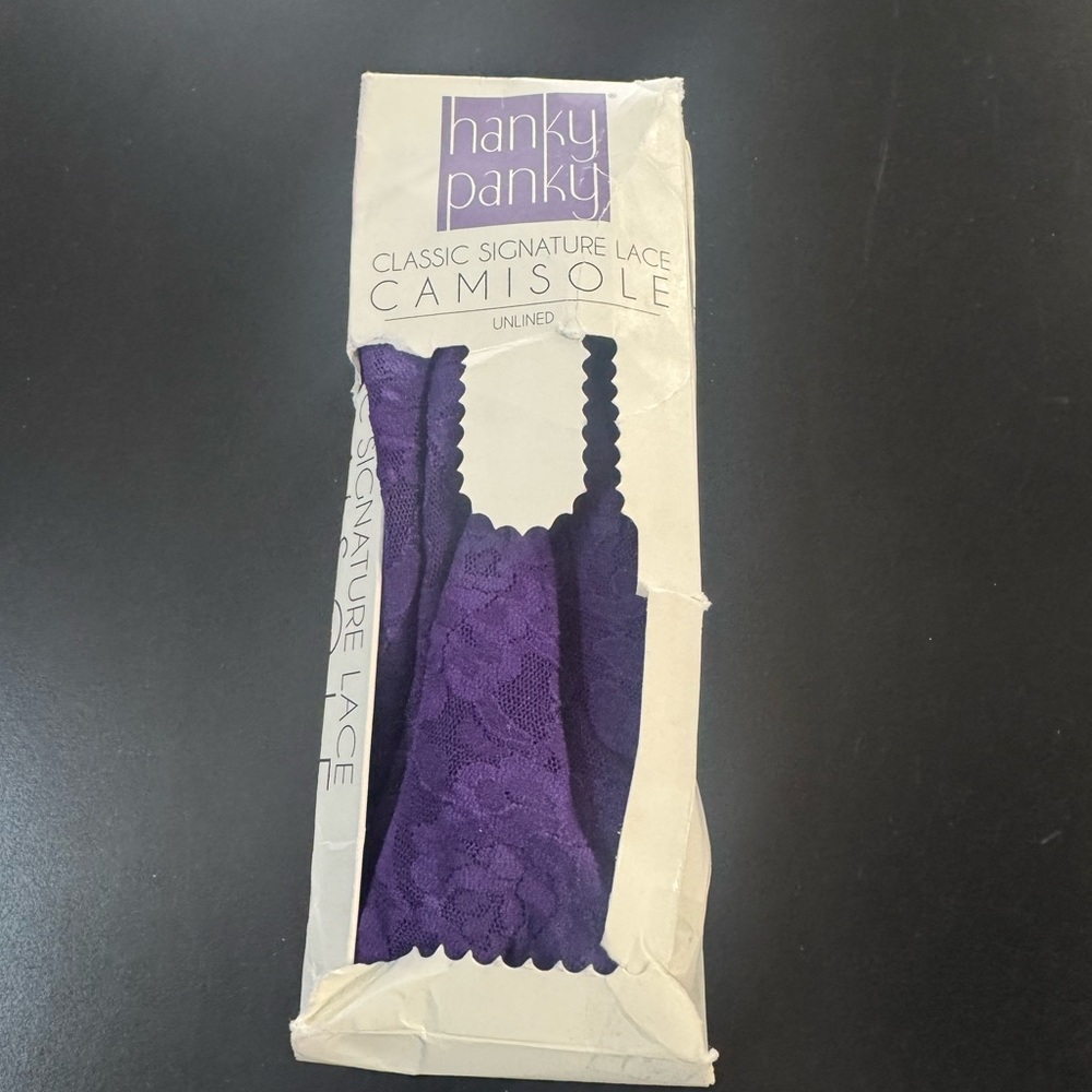 New Hanky Panky Classic Signature Lace Camisole Size Medium Unlined Purple Lace - Picture 2 of 8